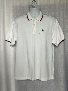 Baleno Polo Shirt White Size XL Short Sleeve Red and Blue Trim Nautical Preppy
